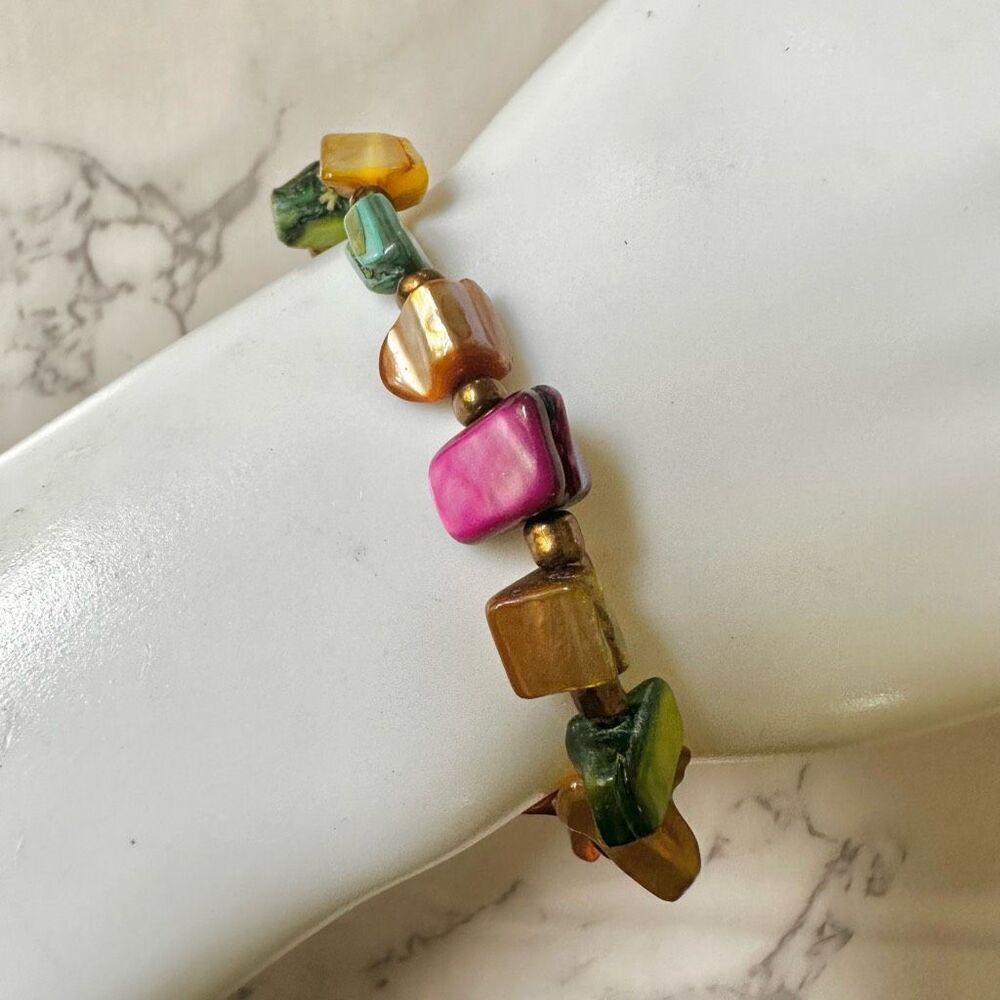 Colorful stretchy abalone bracelet